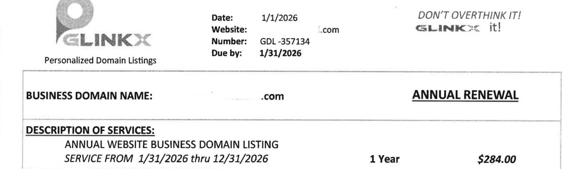 Glinkx Domain Name Listing Scam